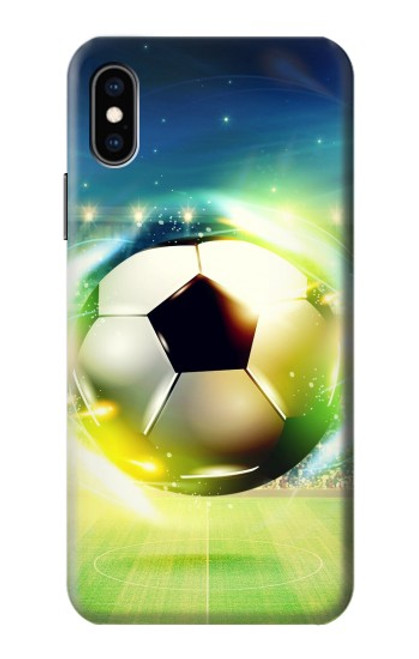 W3844 Glowing Football Soccer Ball Hard Case and Leather Flip Case For iPhone X, iPhone XS