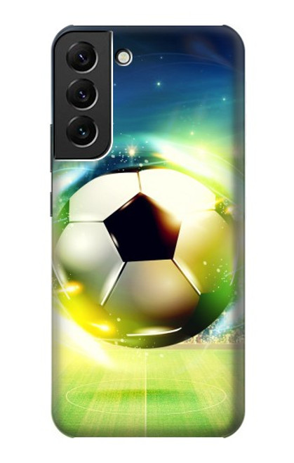 W3844 Glowing Football Soccer Ball Hard Case and Leather Flip Case For Samsung Galaxy S22 Plus