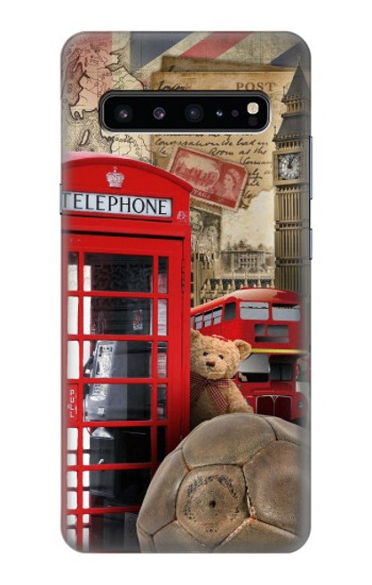 W3856 Vintage London British Hard Case and Leather Flip Case For Samsung Galaxy S10 5G