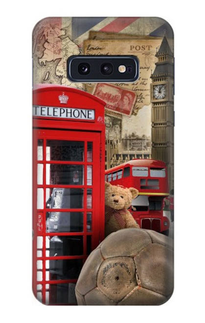 W3856 Vintage London British Hard Case and Leather Flip Case For Samsung Galaxy S10e