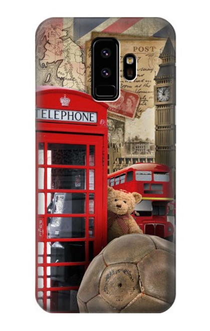 W3856 Vintage London British Hard Case and Leather Flip Case For Samsung Galaxy S9