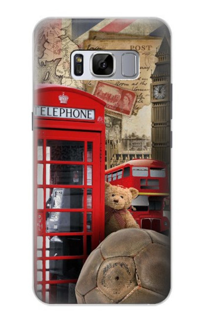 W3856 Vintage London British Hard Case and Leather Flip Case For Samsung Galaxy S8