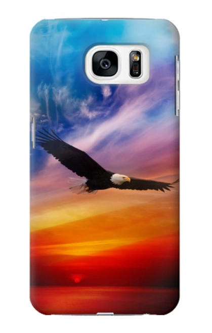 W3841 Bald Eagle Flying Colorful Sky Hard Case and Leather Flip Case For Samsung Galaxy S7