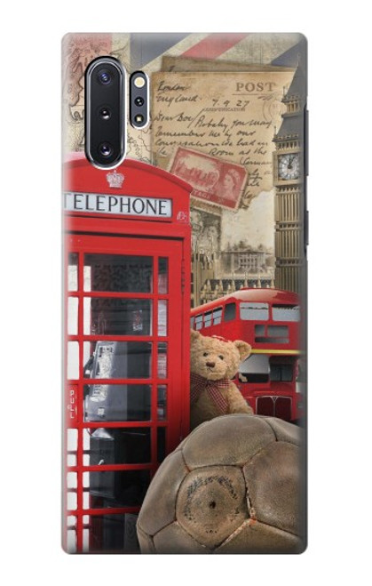 W3856 Vintage London British Hard Case and Leather Flip Case For Samsung Galaxy Note 10 Plus