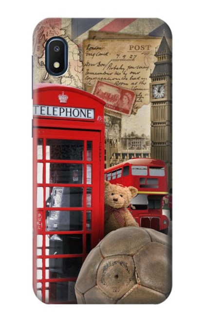 W3856 Vintage London British Hard Case and Leather Flip Case For Samsung Galaxy A10e