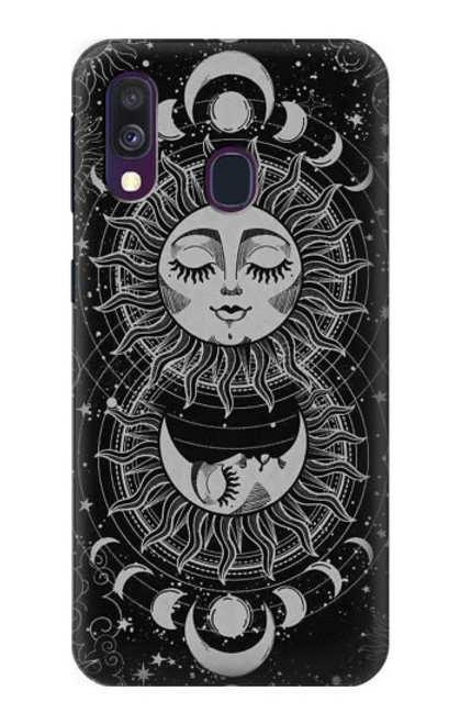 W3854 Mystical Sun Face Crescent Moon Hard Case and Leather Flip Case For Samsung Galaxy A40