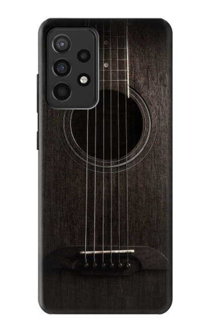 W3834 Old Woods Black Guitar Hard Case and Leather Flip Case For Samsung Galaxy A52, Galaxy A52 5G