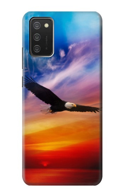 W3841 Bald Eagle Flying Colorful Sky Hard Case and Leather Flip Case For Samsung Galaxy A03S