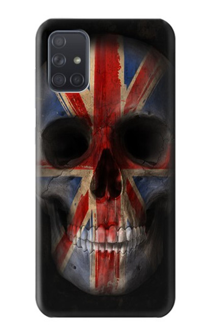 W3848 United Kingdom Flag Skull Hard Case and Leather Flip Case For Samsung Galaxy A71