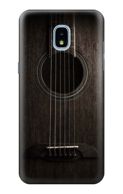 W3834 Old Woods Black Guitar Hard Case and Leather Flip Case For Samsung Galaxy J3 (2018), J3 Star, J3 V 3rd Gen, J3 Orbit, J3 Achieve, Express Prime 3, Amp Prime 3