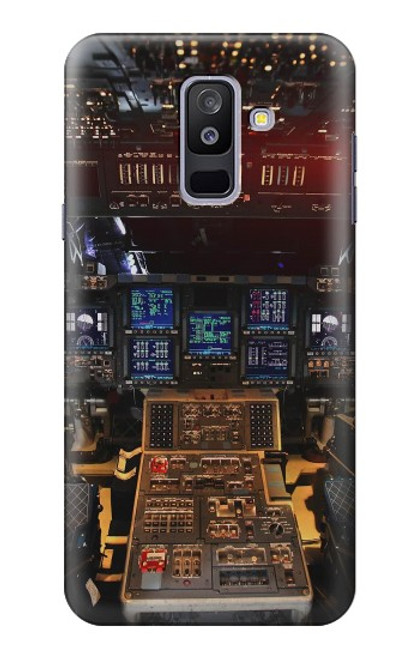 W3836 Airplane Cockpit Hard Case and Leather Flip Case For Samsung Galaxy A6+ (2018), J8 Plus 2018, A6 Plus 2018