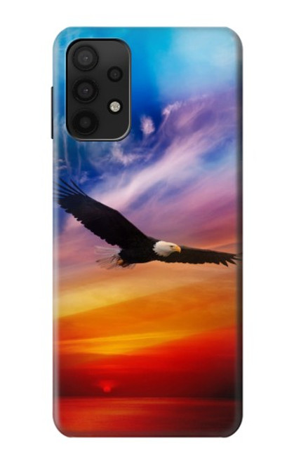 W3841 Bald Eagle Flying Colorful Sky Hard Case and Leather Flip Case For Samsung Galaxy M32 5G