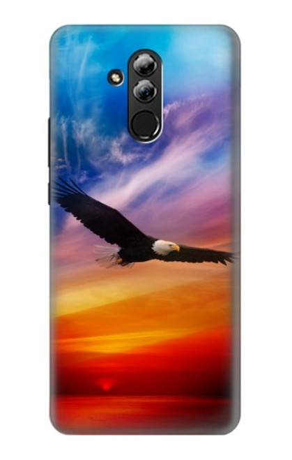 W3841 Bald Eagle Flying Colorful Sky Hard Case and Leather Flip Case For Huawei Mate 20 lite