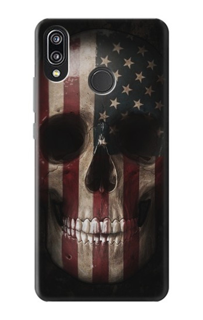 W3850 American Flag Skull Hard Case and Leather Flip Case For Huawei P20 Lite