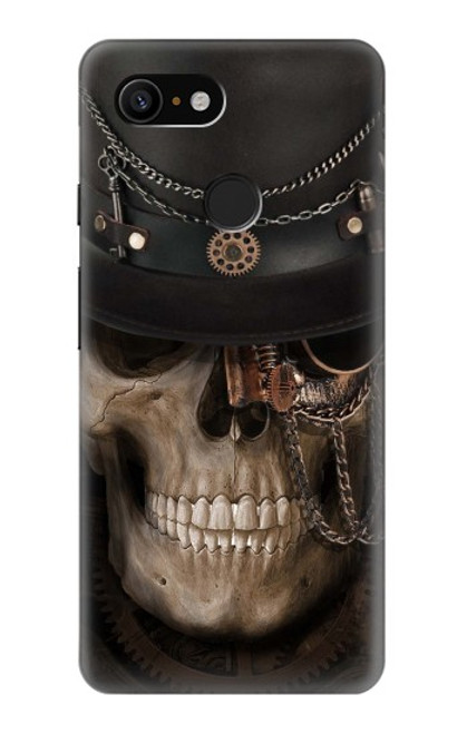 W3852 Steampunk Skull Hard Case and Leather Flip Case For Google Pixel 3