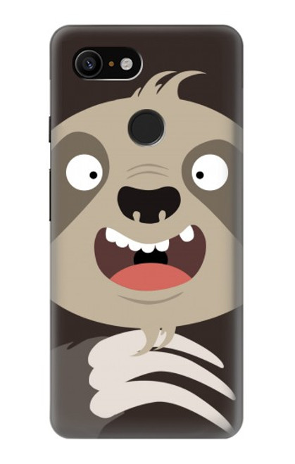 W3855 Sloth Face Cartoon Hard Case and Leather Flip Case For Google Pixel 3