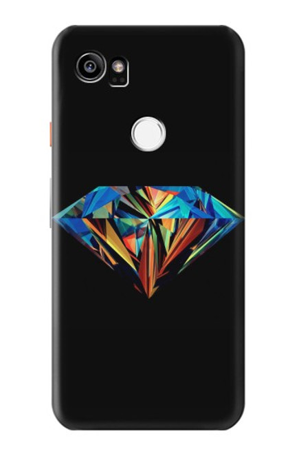 W3842 Abstract Colorful Diamond Hard Case and Leather Flip Case For Google Pixel 2 XL