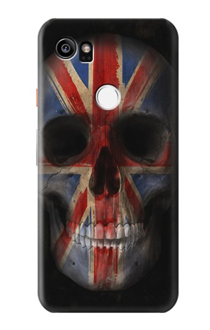W3848 United Kingdom Flag Skull Hard Case and Leather Flip Case For Google Pixel 2 XL