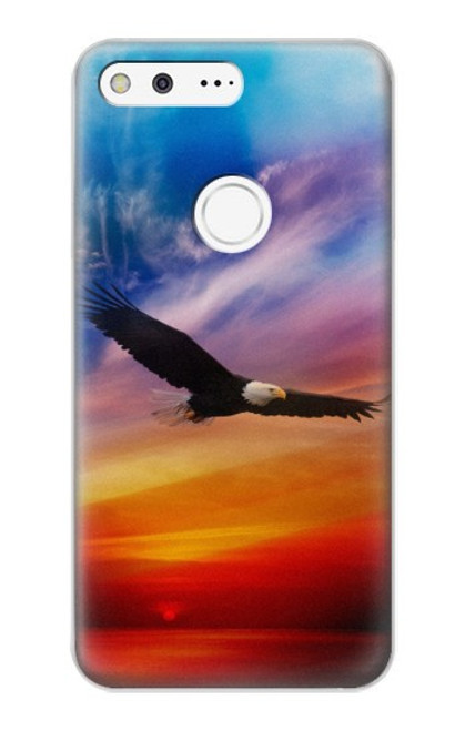W3841 Bald Eagle Flying Colorful Sky Hard Case and Leather Flip Case For Google Pixel XL