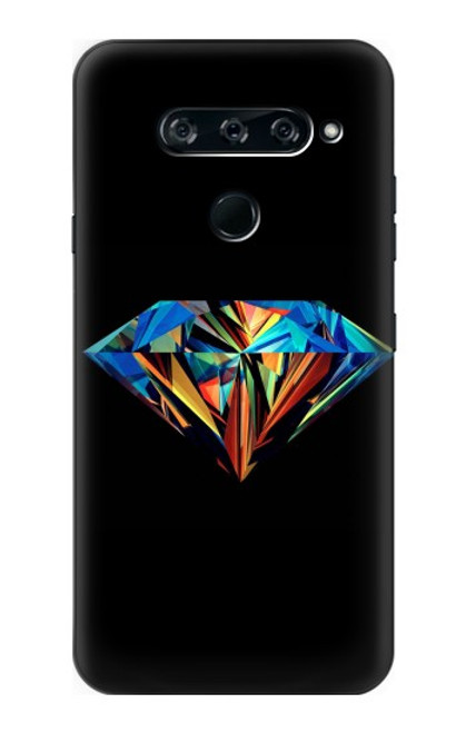 W3842 Abstract Colorful Diamond Hard Case and Leather Flip Case For LG V40, LG V40 ThinQ