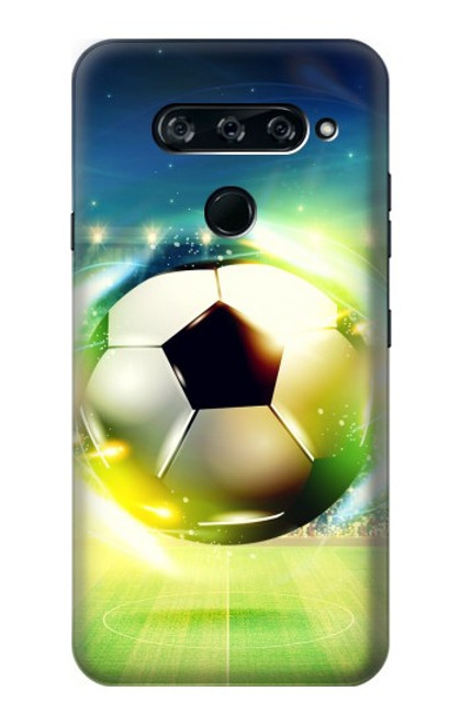 W3844 Glowing Football Soccer Ball Hard Case and Leather Flip Case For LG V40, LG V40 ThinQ