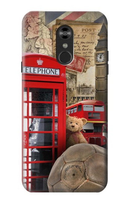 W3856 Vintage London British Hard Case and Leather Flip Case For LG Q Stylo 4, LG Q Stylus