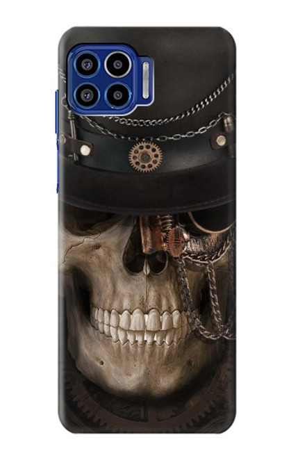 W3852 Steampunk Skull Hard Case and Leather Flip Case For Motorola One 5G