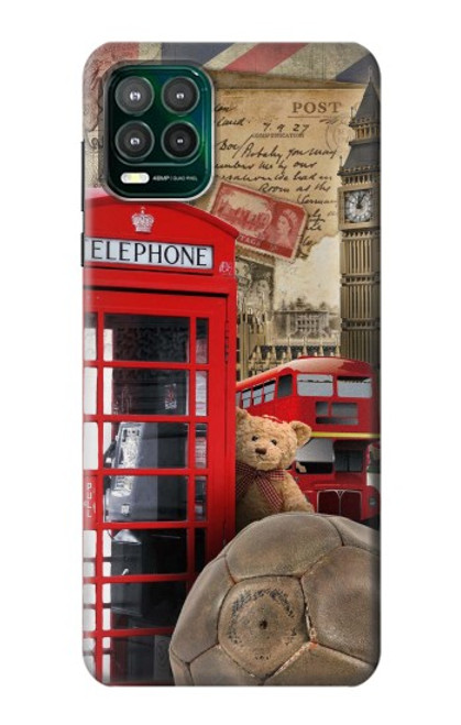 W3856 Vintage London British Hard Case and Leather Flip Case For Motorola Moto G Stylus 5G