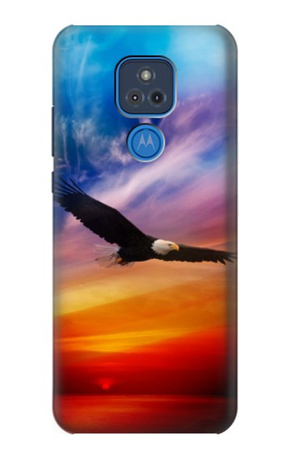 W3841 Bald Eagle Flying Colorful Sky Hard Case and Leather Flip Case For Motorola Moto G Play (2021)