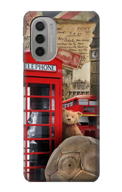 W3856 Vintage London British Hard Case and Leather Flip Case For Motorola Moto G51 5G