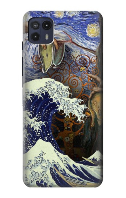 W3851 World of Art Van Gogh Hokusai Da Vinci Hard Case and Leather Flip Case For Motorola Moto G50 5G