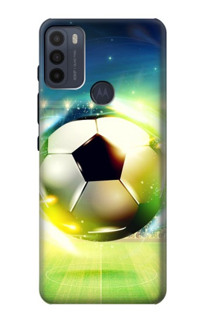 W3844 Glowing Football Soccer Ball Hard Case and Leather Flip Case For Motorola Moto G50