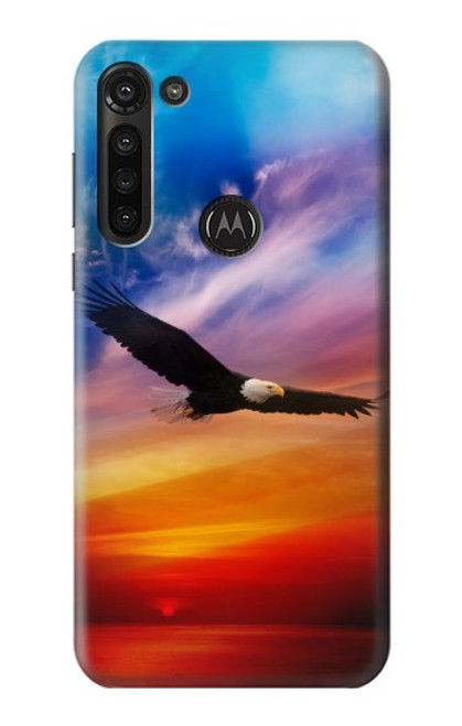 W3841 Bald Eagle Flying Colorful Sky Hard Case and Leather Flip Case For Motorola Moto G8 Power