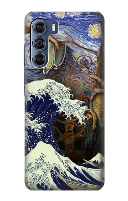 W3851 World of Art Van Gogh Hokusai Da Vinci Hard Case and Leather Flip Case For Motorola Edge S30