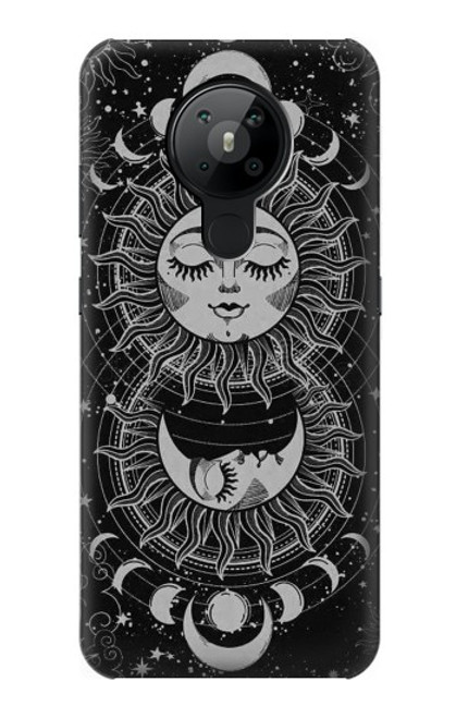 W3854 Mystical Sun Face Crescent Moon Hard Case and Leather Flip Case For Nokia 5.3