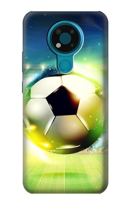 W3844 Glowing Football Soccer Ball Hard Case and Leather Flip Case For Nokia 3.4