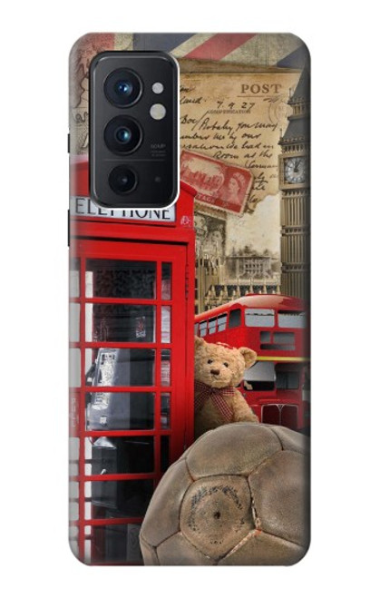 W3856 Vintage London British Hard Case and Leather Flip Case For OnePlus 9RT 5G