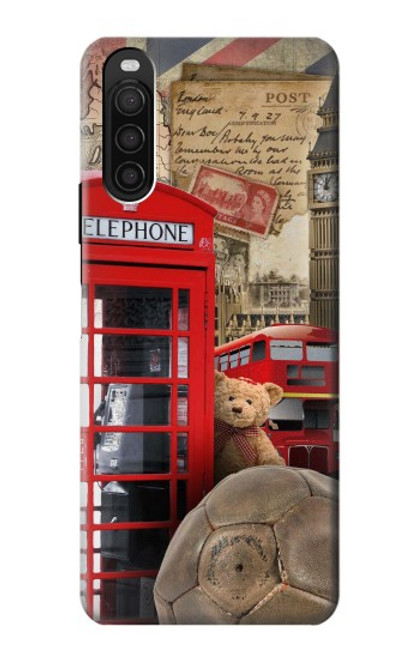 W3856 Vintage London British Hard Case and Leather Flip Case For Sony Xperia 10 III