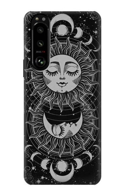 W3854 Mystical Sun Face Crescent Moon Hard Case and Leather Flip Case For Sony Xperia 5 III