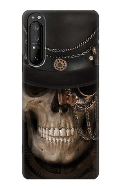 W3852 Steampunk Skull Hard Case and Leather Flip Case For Sony Xperia 1 II