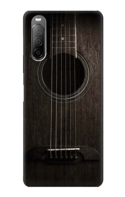 W3834 Old Woods Black Guitar Hard Case and Leather Flip Case For Sony Xperia 10 II