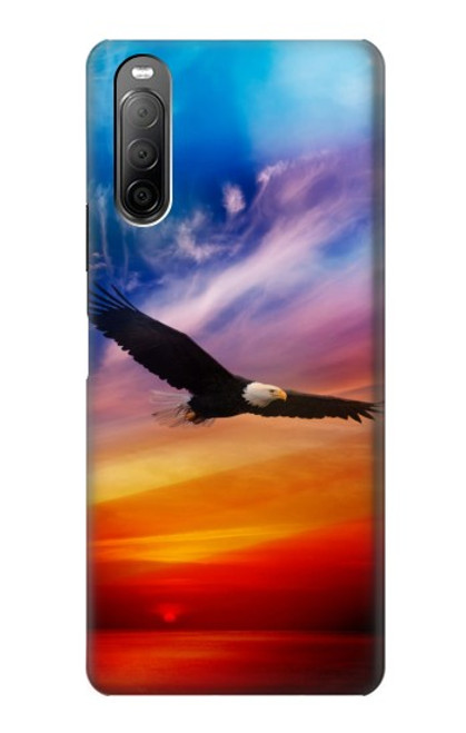 W3841 Bald Eagle Flying Colorful Sky Hard Case and Leather Flip Case For Sony Xperia 10 II