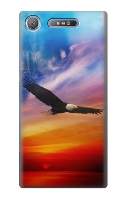 W3841 Bald Eagle Flying Colorful Sky Hard Case and Leather Flip Case For Sony Xperia XZ1
