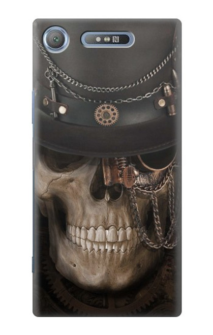 W3852 Steampunk Skull Hard Case and Leather Flip Case For Sony Xperia XZ1
