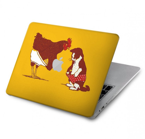 W1093 Rooster and Cat Joke Hard Case Cover For MacBook Pro 14 M1,M2,M3 (2021,2023) - A2442, A2779, A2992, A2918