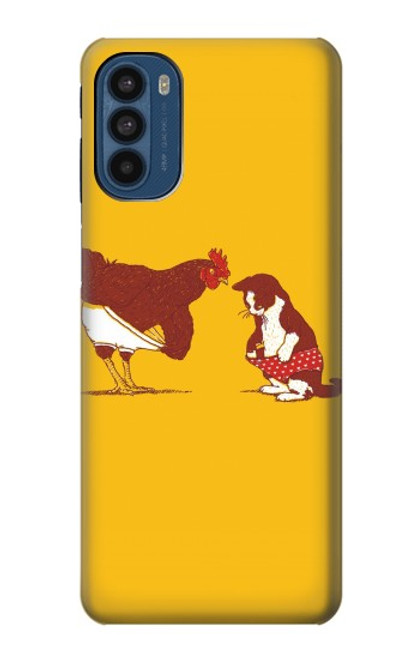 W1093 Rooster and Cat Joke Hard Case and Leather Flip Case For Motorola Moto G41