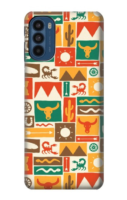 W1873 Western Pattern Hard Case and Leather Flip Case For Motorola Moto G41