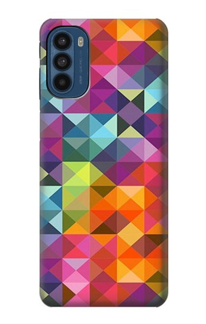 W3477 Abstract Diamond Pattern Hard Case and Leather Flip Case For Motorola Moto G41