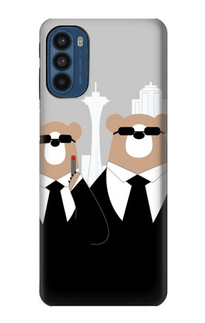 W3557 Bear in Black Suit Hard Case and Leather Flip Case For Motorola Moto G41