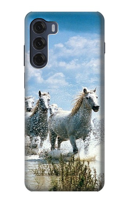 W0250 White Horse Hard Case and Leather Flip Case For Motorola Moto G200 5G